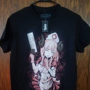 Kawaii Krypt Mens S Anime Succubus Nurse Black Graphic Short Sleeve T-Shirt S